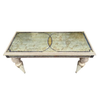  Gustav Carroll Harlequin Eglomese Reverse Painted Mirror Giltwood Console Table