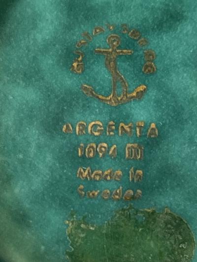  Gustavsberg ART DECO ARGENTA FOOTED BOWL DECORATED WITH SIVER INLAID FISH