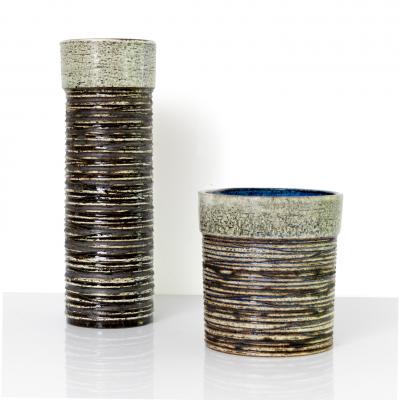  Gustavsberg Studio BRITT LOUISE SUNDELL LARGE CYLINDER VASES A B 