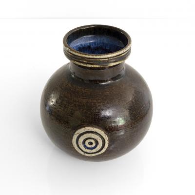  Gustavsberg Studio BRITT LOUISE SUNDELL SPHERICAL CHAMOTTE VASE GUSTAVSBERG SWEDEN