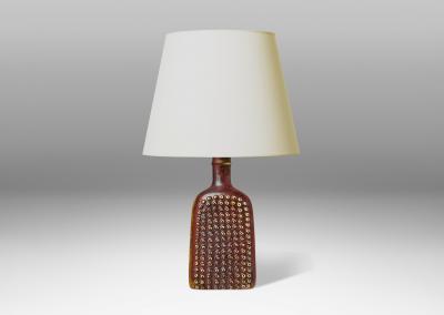  Gustavsberg Studio Bottle Form Table Lamp in Oxblood Glaze by Stig Lindberg