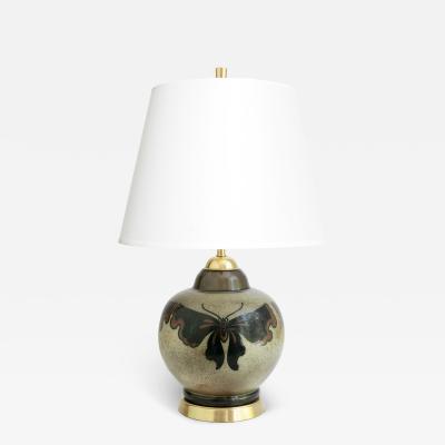  Gustavsberg Studio JOSEF EKBERG SWEDISH ART DECO CERAMIC LAMP WITH MOTHS IN FLIGHT 