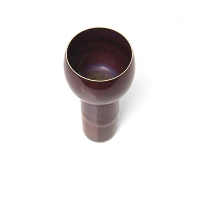  Gustavsberg Studio STIG LINDBERG UNIQUE GRAIL SHAPED OBJECT IN PURPLE GLAZE GUSTAVSBERG SWEDEN