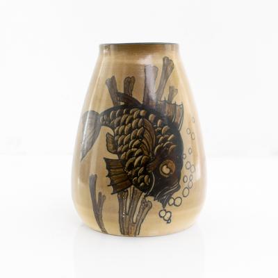  Gustavsberg Studio Unique hand decorated Swedish Art Deco vase by Josef Ekberg Scandinavian Modern