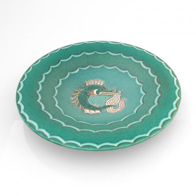  Gustavsberg Studio WILHELM KAGE ARGENTA SERIES SEA SERPENT BOWL FOR GUSTAVSBERG SWEDEN 1930 