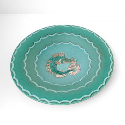  Gustavsberg Studio WILHELM KAGE ARGENTA SERIES SEA SERPENT BOWL FOR GUSTAVSBERG SWEDEN 1930 
