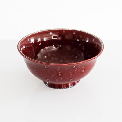  Gustavsberg Studio WILHELM KAGE RED GLAZED ARGENTA BOWL GUSTAVSBEG SWEDEN CIRCA 1940