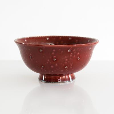  Gustavsberg Studio WILHELM KAGE RED GLAZED ARGENTA BOWL GUSTAVSBEG SWEDEN CIRCA 1940