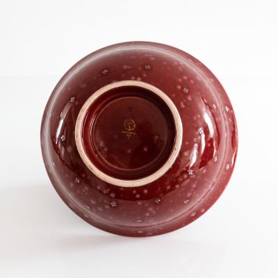  Gustavsberg Studio WILHELM KAGE RED GLAZED ARGENTA BOWL GUSTAVSBEG SWEDEN CIRCA 1940