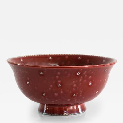  Gustavsberg Studio WILHELM KAGE RED GLAZED ARGENTA BOWL GUSTAVSBEG SWEDEN CIRCA 1940