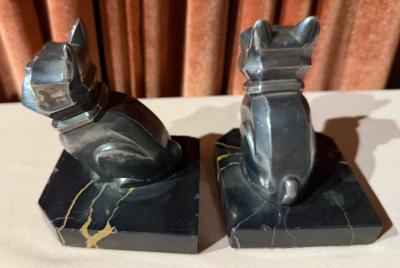 H Moreau Pair of Art Deco French Bulldog Bookends by H Moreau France 1930s