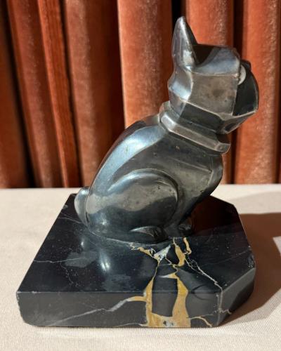  H Moreau Pair of Art Deco French Bulldog Bookends by H Moreau France 1930s