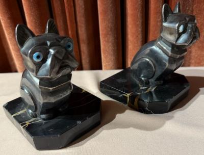  H Moreau Pair of Art Deco French Bulldog Bookends by H Moreau France 1930s
