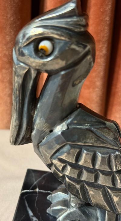  H Moreau Pair of Art Deco Pelican Bookends by H Moreau France 1930s