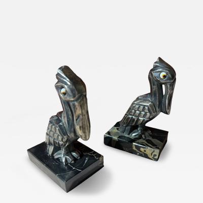  H Moreau Pair of Art Deco Pelican Bookends by H Moreau France 1930s