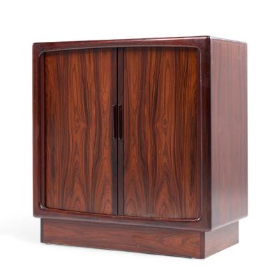 H P Hansen HP Hansen Mid Century Danish Rosewood Tambour Door Armoire