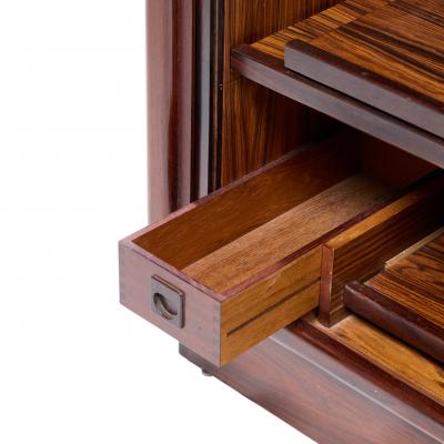 H P Hansen HP Hansen Mid Century Danish Rosewood Tambour Door Armoire