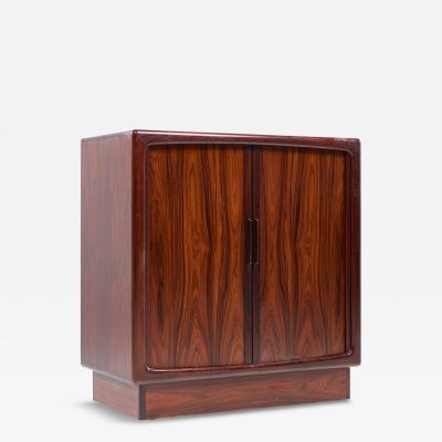  H P Hansen HP Hansen Mid Century Danish Rosewood Tambour Door Armoire