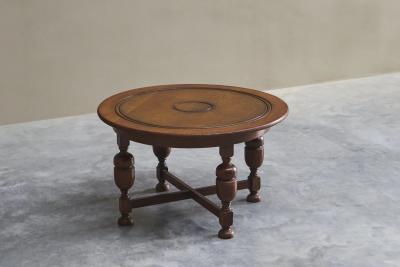  H Pander Zonen H Pander Zonen Round Coffee Table with Baluster Legs in Solid Oak Netherlands