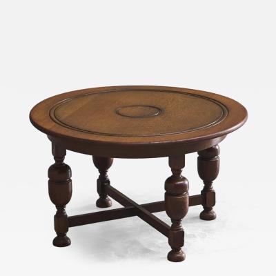  H Pander Zonen H Pander Zonen Round Coffee Table with Baluster Legs in Solid Oak Netherlands