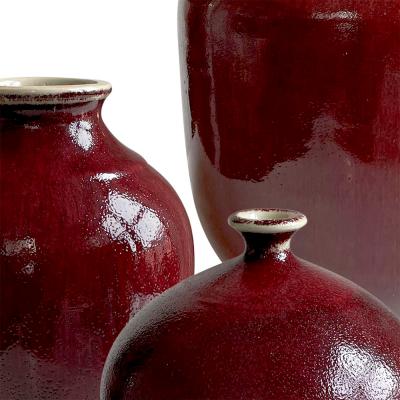  H gan s Trio of Vases in Vibrant Oxblood Glaze by John Andersson