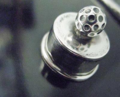  HJ Cooper Co Ltd English Modern Wood Box with Sterling Silver Golf Club Ball 1927