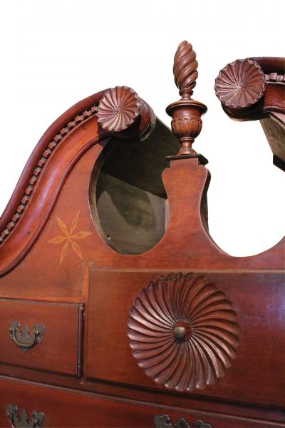  HL Chalfant American Fine Art Antiques Diminutive Cherry Queen Anne Bonnet Top High Chest