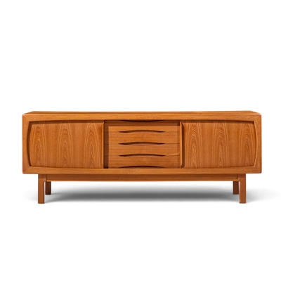  HP Hansen HP Hansen Mid Century Danish Teak Sliding Door Credenza
