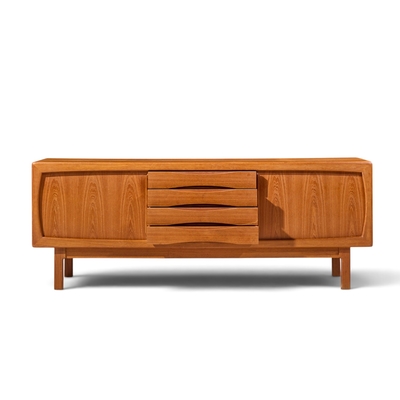  HP Hansen HP Hansen Mid Century Danish Teak Sliding Door Credenza