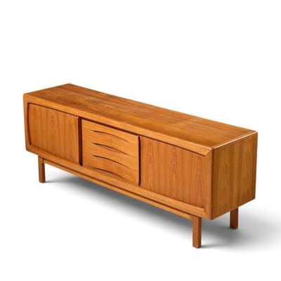  HP Hansen HP Hansen Mid Century Danish Teak Sliding Door Credenza