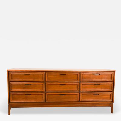  HPL Furniture Vintage Mid Century Nine Drawer Dresser