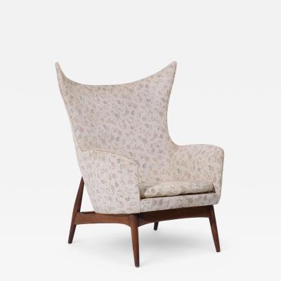  HW Klein H W Klein for Bramin M bler Model 207 5 Mid Century Danish Walnut Wing Chair