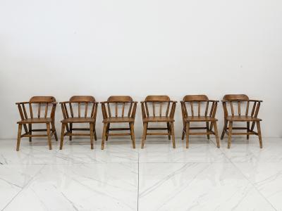  Habitant 1940s Habitant Bay City MI Knotty Pine Captain s Chairs Set of 6