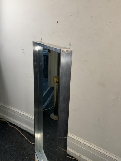  Habitat MID CENTURY ALUMINUM MIRROR WITH TRAVERTINE MARBLE SHELF