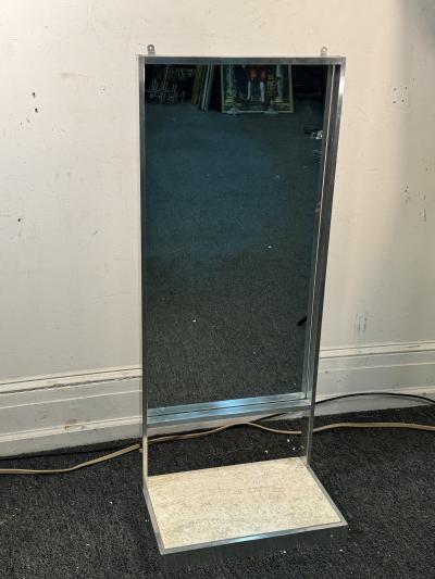  Habitat MID CENTURY ALUMINUM MIRROR WITH TRAVERTINE MARBLE SHELF
