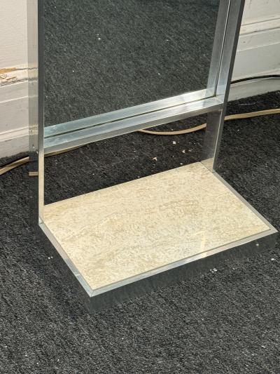  Habitat MID CENTURY ALUMINUM MIRROR WITH TRAVERTINE MARBLE SHELF