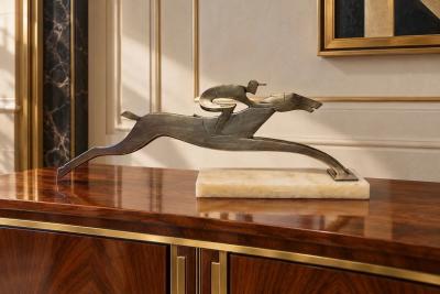  Hagenauer Hagenauer Art Deco Horse and Jockey Sculpture Signed Vienna