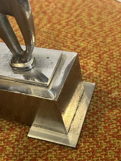 Hagenauer PETITE ART DECO CHROMED BRONZE AUSTRIAN CAT LAMP IN THE VEIN OF HAGENAUER