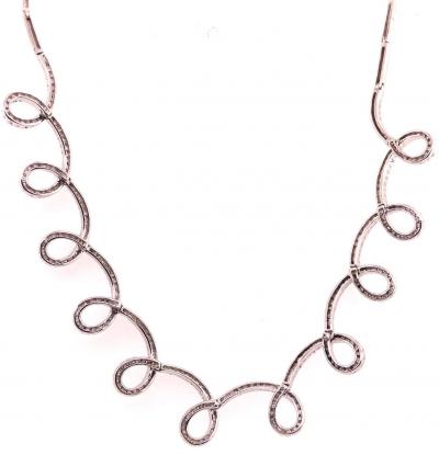  Hammerman Brothers 18 Karat White Gold and Diamond Swirl Necklace by H2 at Hammerman