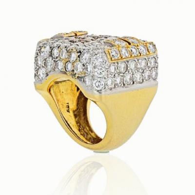  Hammerman Brothers HAMMERMAN BROTHERS PLATINUM 18K YELLOW GOLD 10 CARAT DIAMOND MENS RING