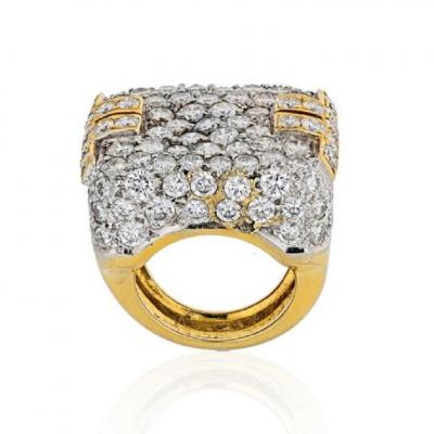  Hammerman Brothers HAMMERMAN BROTHERS PLATINUM 18K YELLOW GOLD 10 CARAT DIAMOND MENS RING