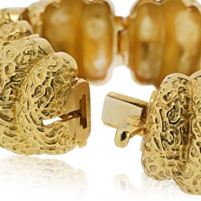  Hammerman Brothers Hammerman Brothers 18K Yellow Gold Textured Link Panels Bracelet