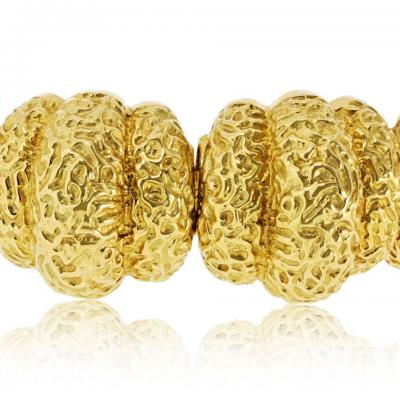  Hammerman Brothers Hammerman Brothers 18K Yellow Gold Textured Link Panels Bracelet