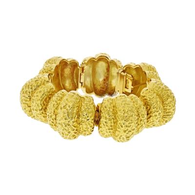  Hammerman Brothers Hammerman Brothers 18K Yellow Gold Textured Link Panels Bracelet