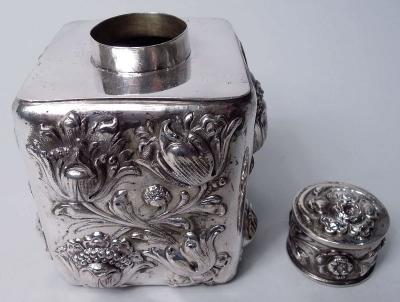  Hanau Antique German Hanau Baroque Silver Tea Caddy