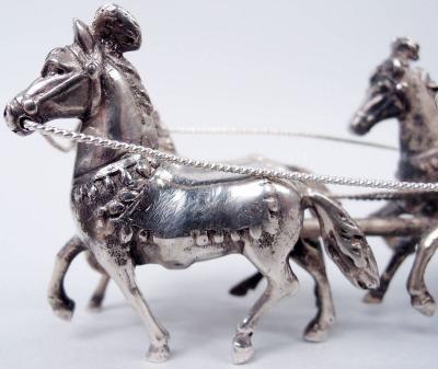  Hanau Antique German Hanau Rococo Silver Horse Drawn Cinderella Coach
