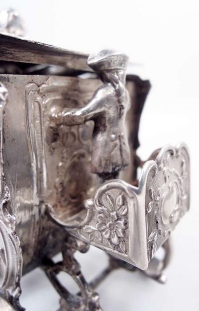  Hanau Antique German Hanau Rococo Silver Horse Drawn Cinderella Coach