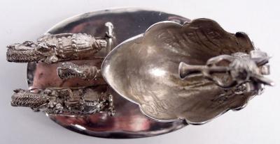  Hanau Antique German Hanau Rococo Silver Horse Drawn Sleigh Open Salt