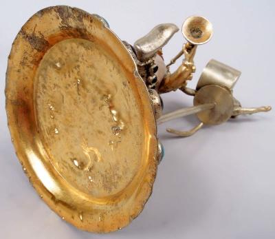  Hanau Antique German Hanau Silver Gilt Jeweled Musician Monkey Group