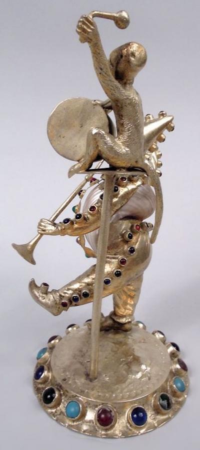  Hanau Antique German Hanau Silver Gilt Jeweled Musician Monkey Group